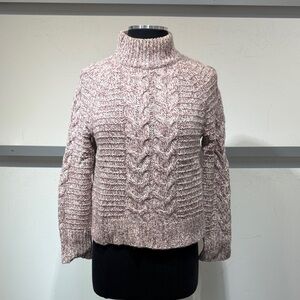 Nordstrom Blush Cable Knit Turtleneck Sweater